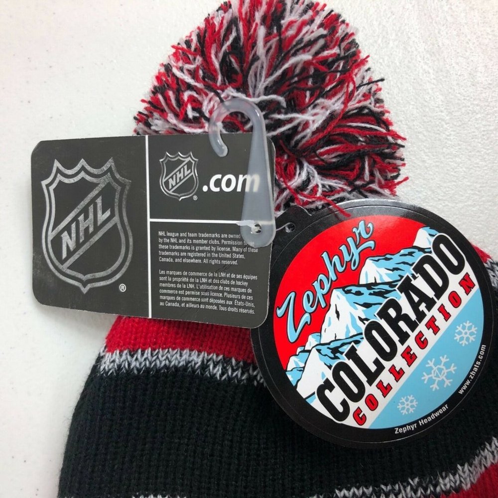 Chicago Blackhawks Zephyr NHL Logo Embroidered Beanie Knit Hat Hockey Gray Black - Picture 6 of 10